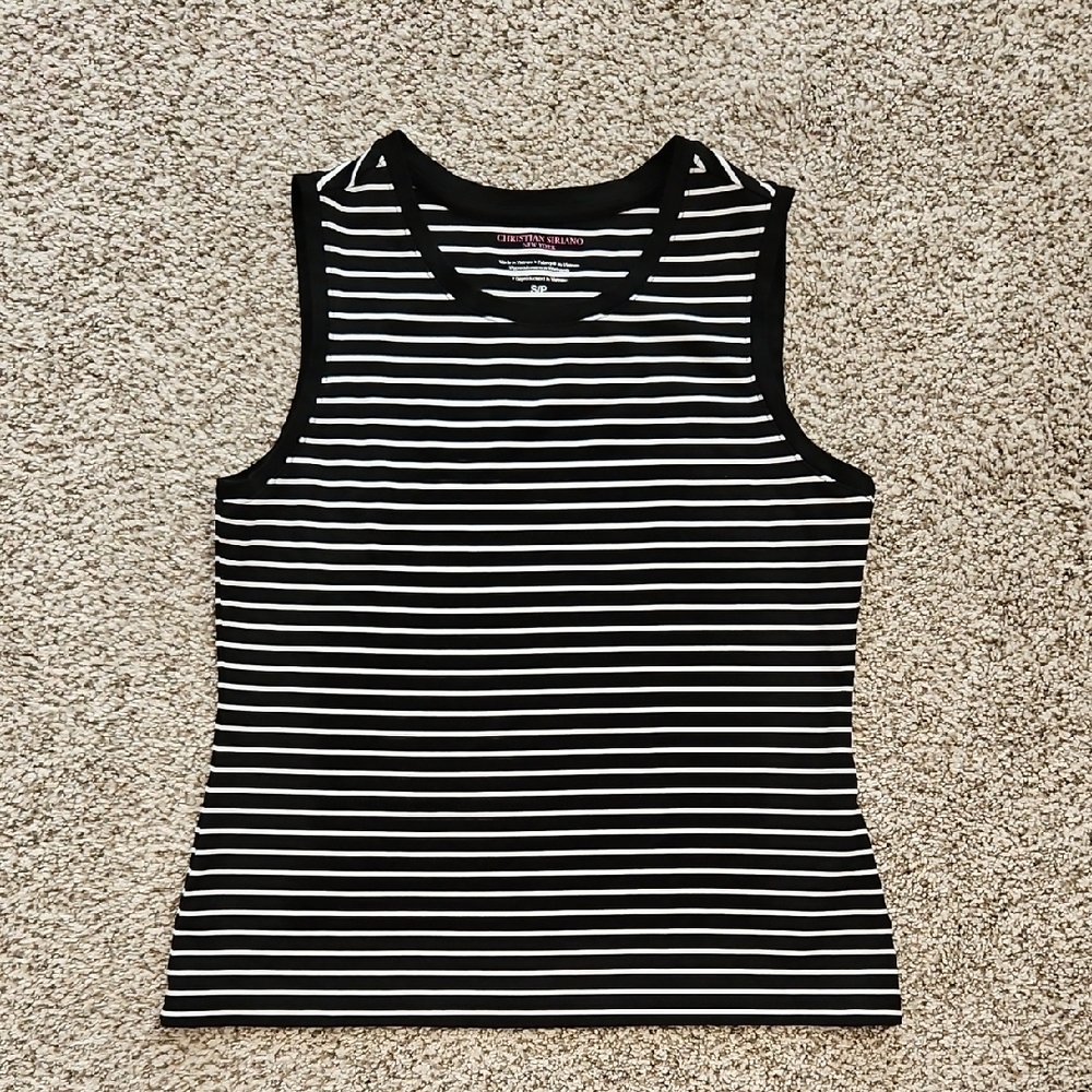 Christian Siriano Black and White Sleeveless Tank Top